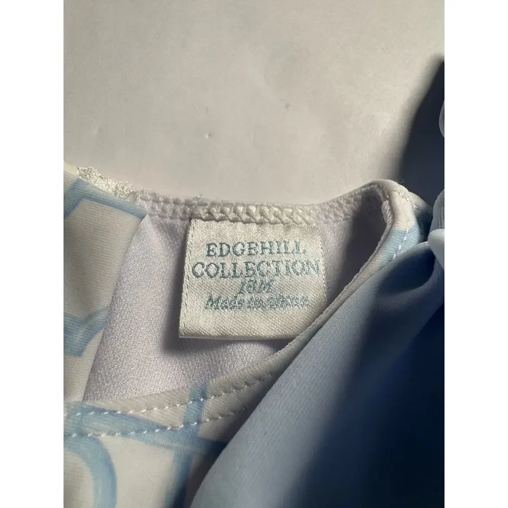 Edgehill Collection Baby Girls 18M Blue White Long Sleeve One Piece Swimsuit
